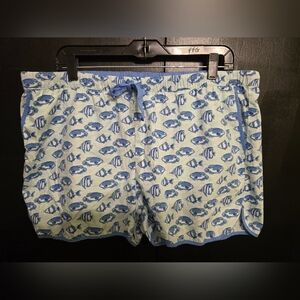 Vineyard Vines Light Blue Fish Print Pajama Shorts With Pockets Size XL